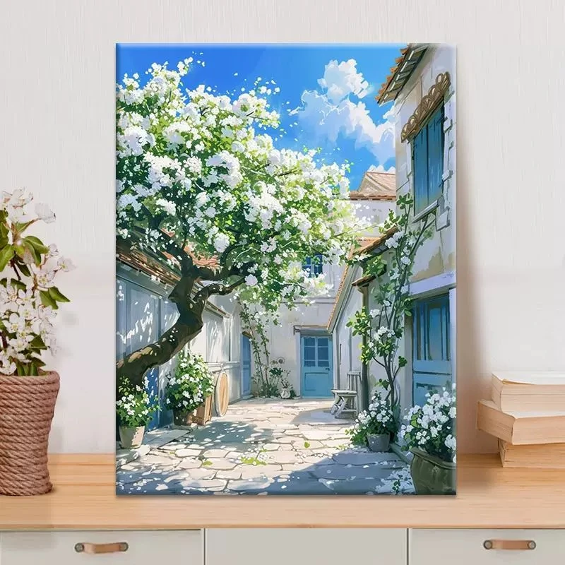 diy数字油画手工填充填色油画高级感解压治愈系装饰挂画春的复苏