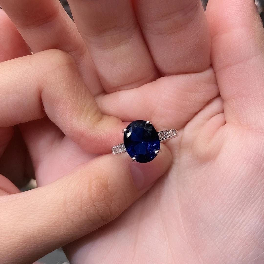 银S925镶嵌蓝宝石戒指