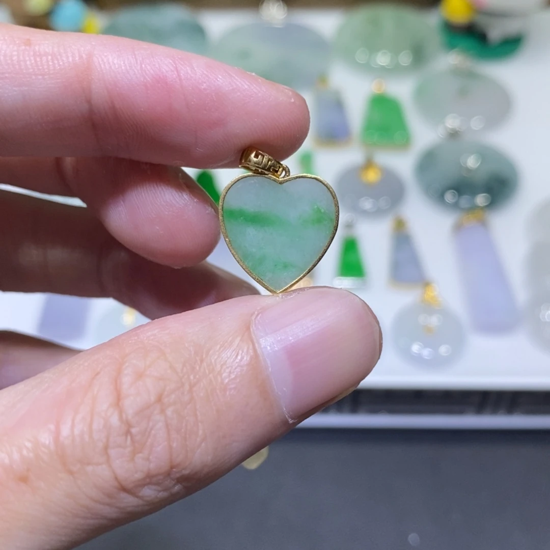 翡翠18K金镶嵌吊坠(不含链)