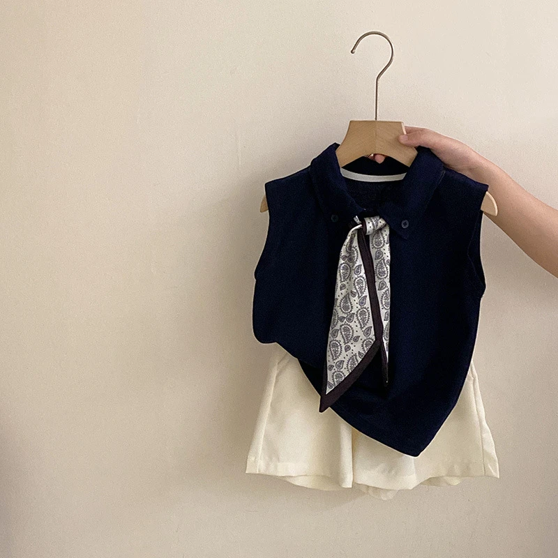 【安安家】女童新款儿童洋气时髦POLO衫休闲短裤2025中大童Z-DMB01