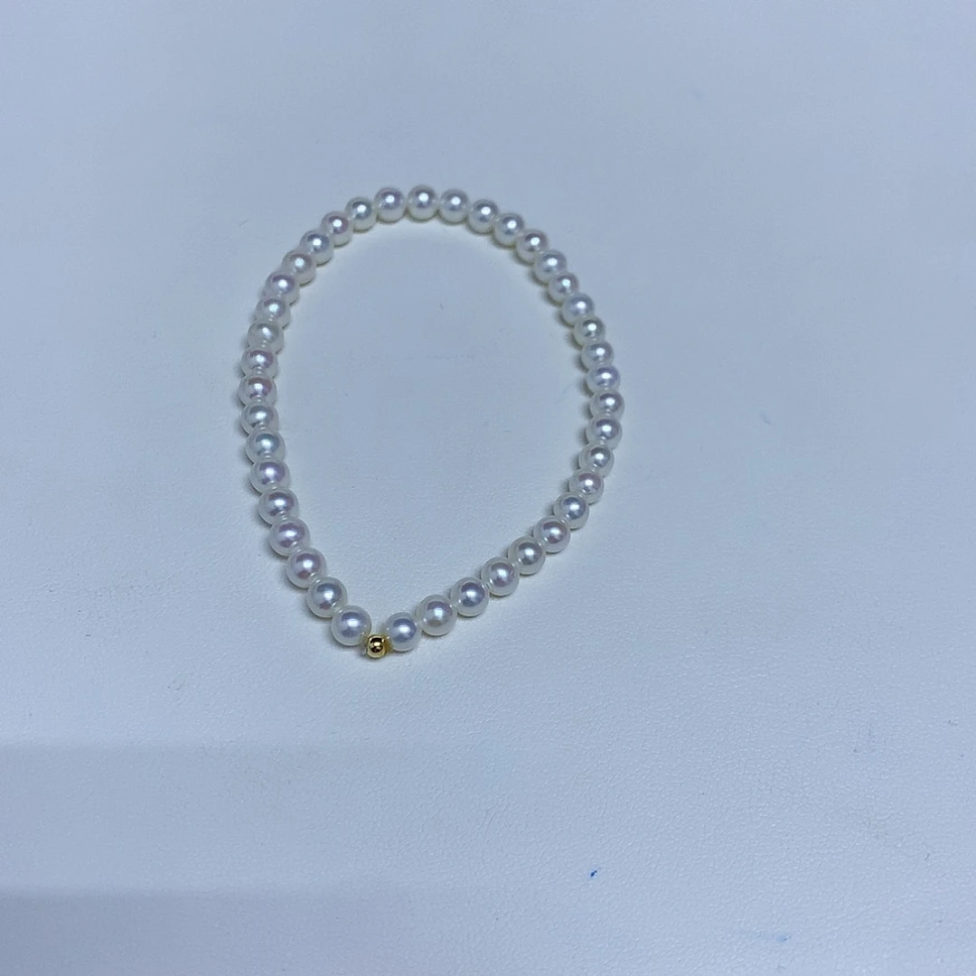 淡水珍珠18K金镶嵌手链4-5