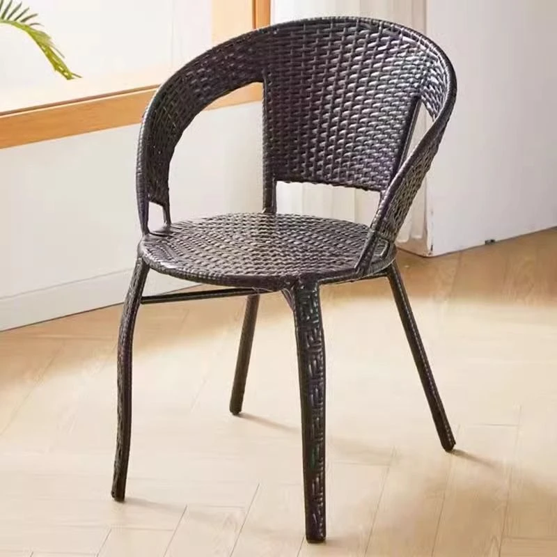 户外藤椅单人休闲靠背椅编织家用阳台老人庭院室外简约小藤椅子