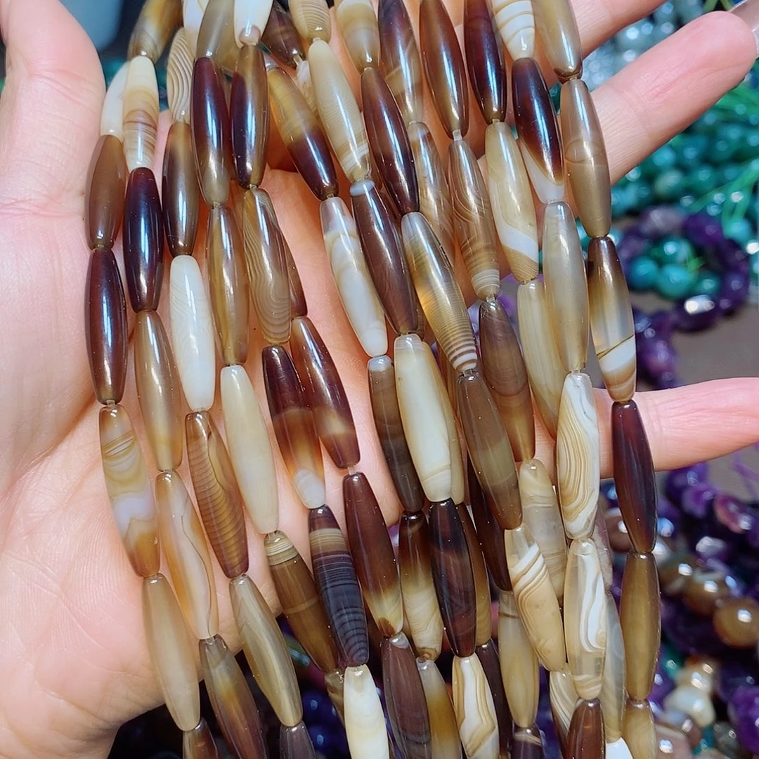 玛瑙/玉髓散珠美拉德玛瑙勒子一条6✖️26mm