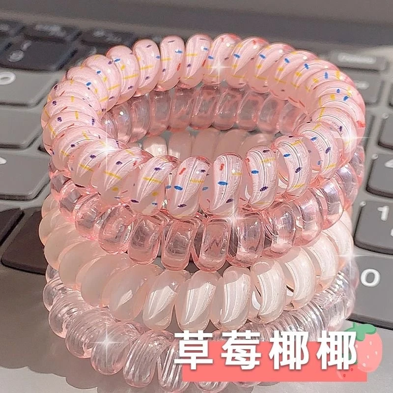 夏季新款高品质葡萄椰椰波点电话线夏天清新百搭发绳电话线发圈