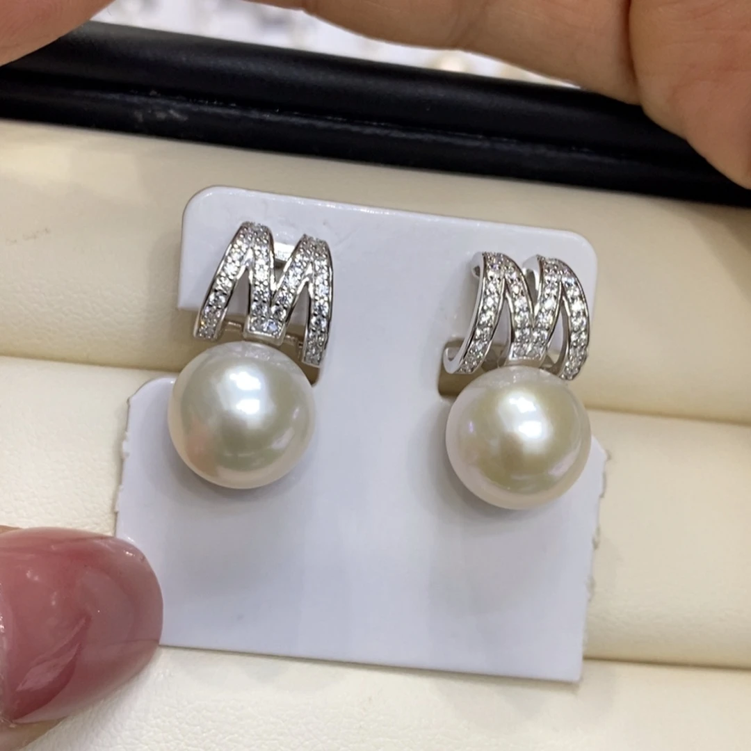淡水珍珠耳饰银S925镶嵌