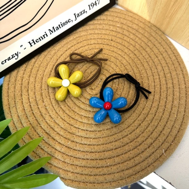 BlomUME多巴胺蓝花韩系皮筋基础百搭发圈马尾发饰女发绳一对715