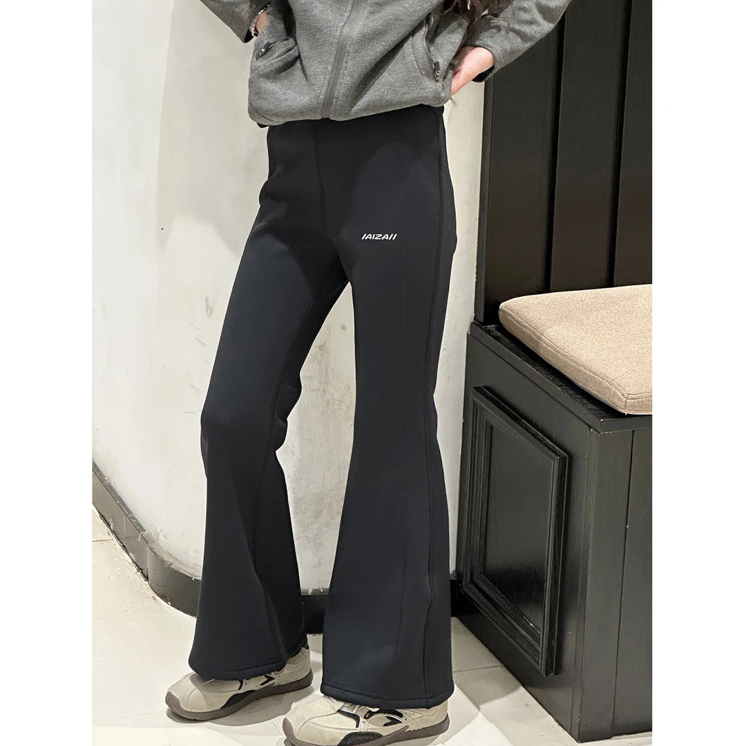 K29911韩系女童瑜伽裤2025新款秋冬加绒加厚儿童修身裤大童喇叭裤