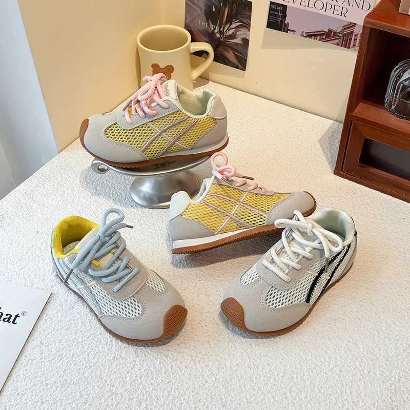 女童德训鞋儿童运动鞋2025春夏季新款网面透气休闲板鞋男童阿甘鞋