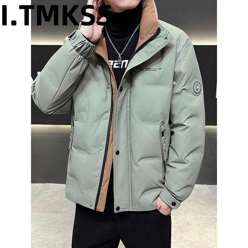 羽绒服男外套冬季2025新款潮流加厚鸭绒保暖立领夹克中年时尚男装