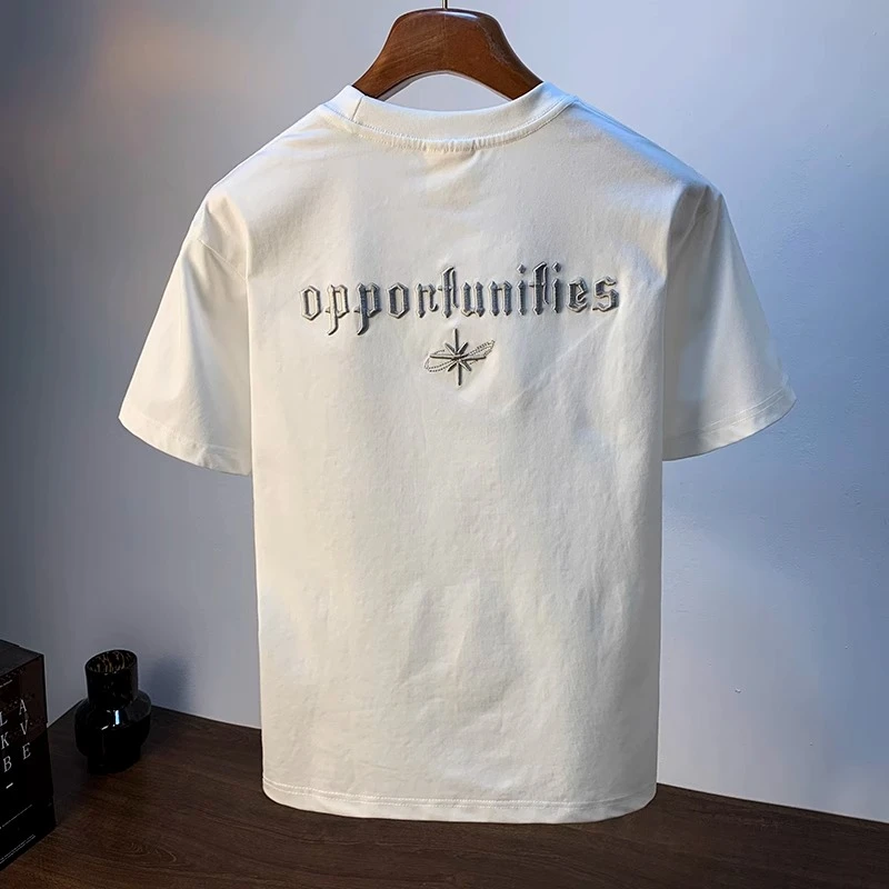 MR.MUDI/穆迪先生高端绣花男士短袖T恤潮流夏季薄款速干透气半袖