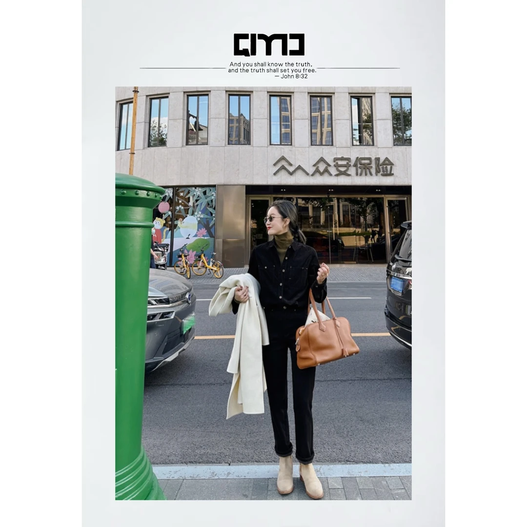 QIMO启茉（A612#小脚牛仔裤（加绒 ）