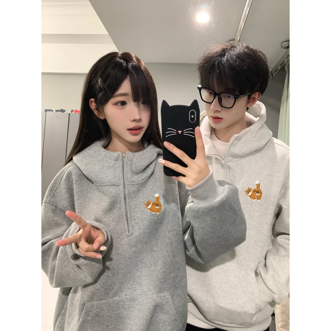 WASSUP HSUBE宽松秋冬艺术印花长袖卫衣美式艺术字母休闲情侣卫衣