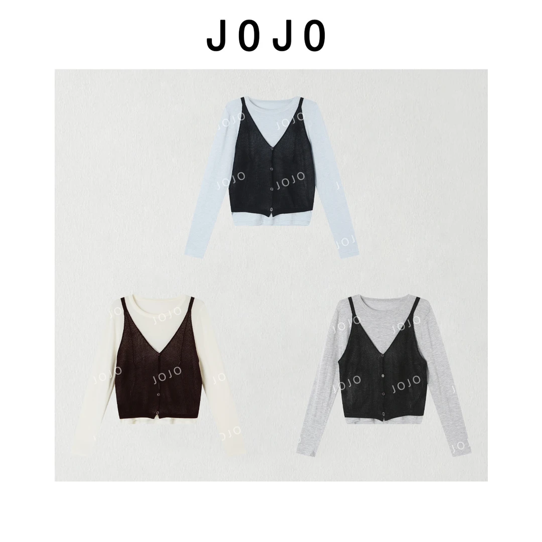 玖了个玖 2025早秋 新款无袖针织背心+圆领打底两件套2508C4368