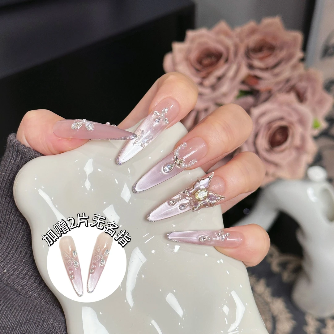 【冰蝶.奔月】原创爆款高定猫眼显白气质百搭四季穿戴甲12片