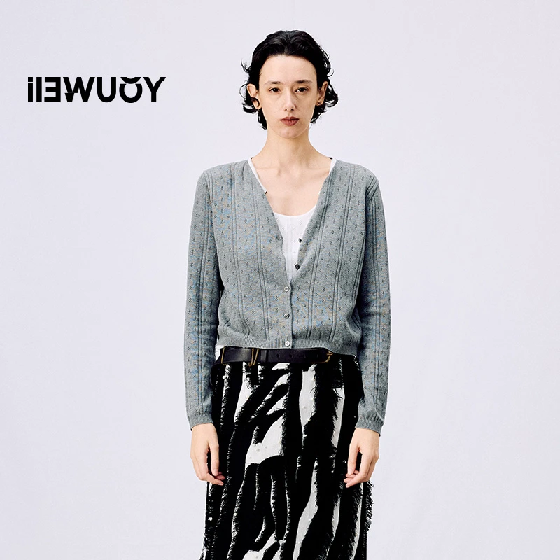 有尾YOUWEI学院风稚拙感复古小香风长袖撞色短款圆领开衫秋季上衣