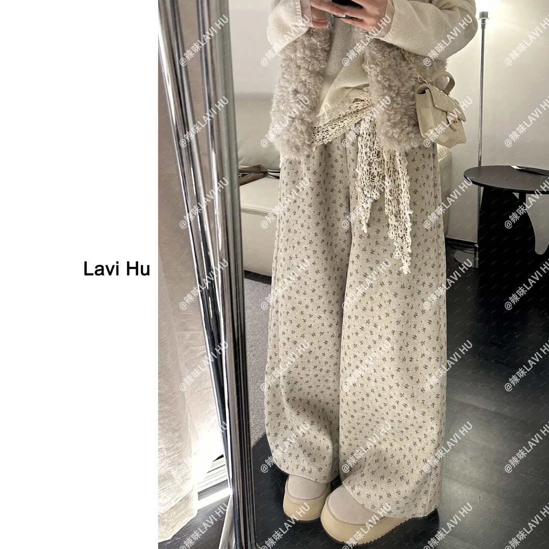 LAVI HU【盐酥雪饼】印花韩系百搭时尚休闲裤LW7503