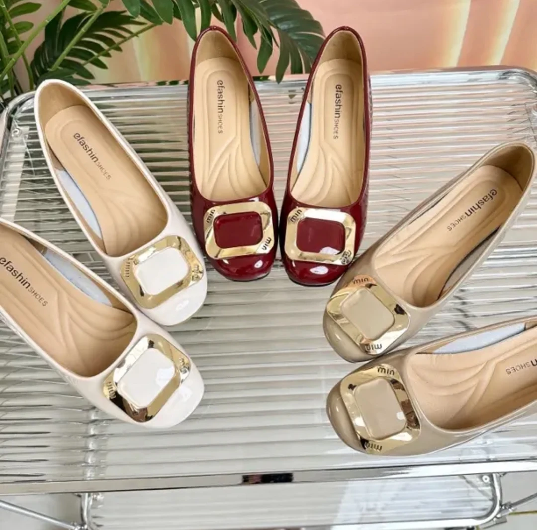 韩版时尚方扣舒适软底气质方头低跟中跟浅口百搭单鞋928软底妈妈