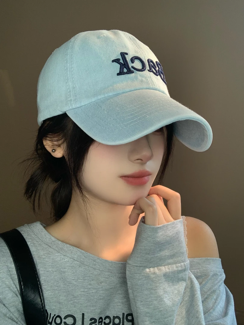 牛仔棒球帽子女夏季2025新款韩版时尚字母加长檐显脸小防晒鸭舌帽