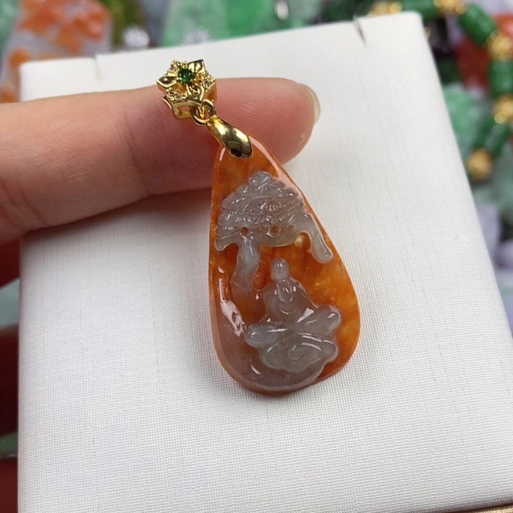 翡翠未镶嵌吊坠(赠链)