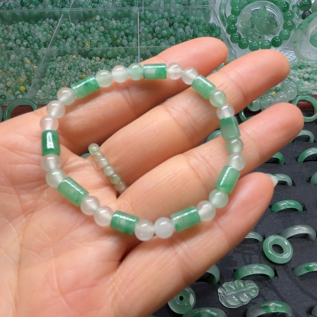 石英质玉（非洲翠）未镶嵌戒指  珠子  手镯手串