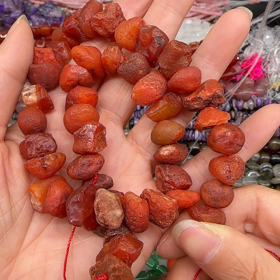 玛瑙/玉髓合金珠宝半成品南红原石12–14mm一条