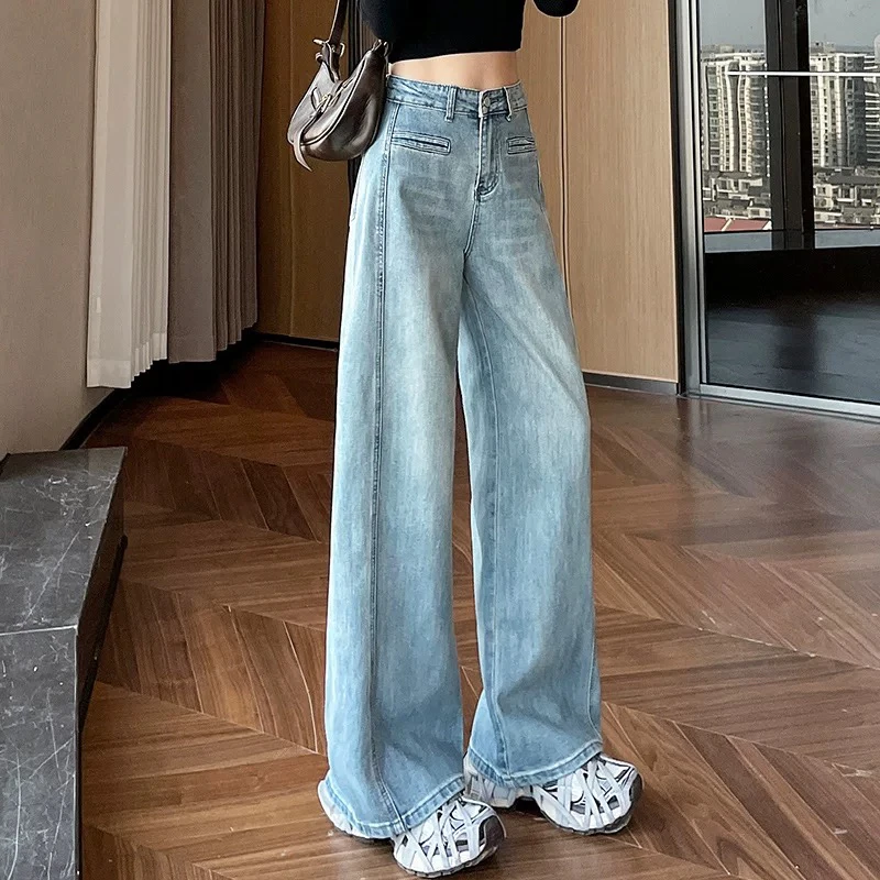 8013 早春时尚阔腿垂顺质感阔腿牛仔裤显腿长（95%棉含量）