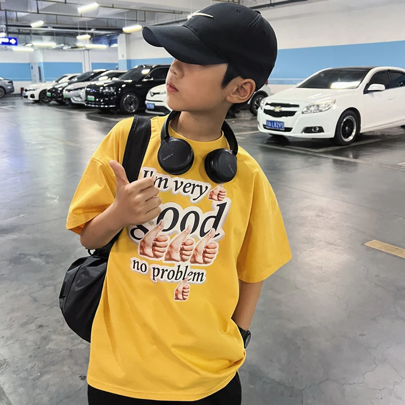 【现货】2025夏装男童印花短袖T恤儿童透气半袖上衣中大童T恤潮