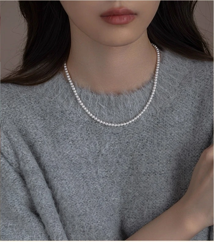 Ben.S本饰 天然淡水珍珠正圆小baby珍珠项链无暇小众轻奢送礼A542