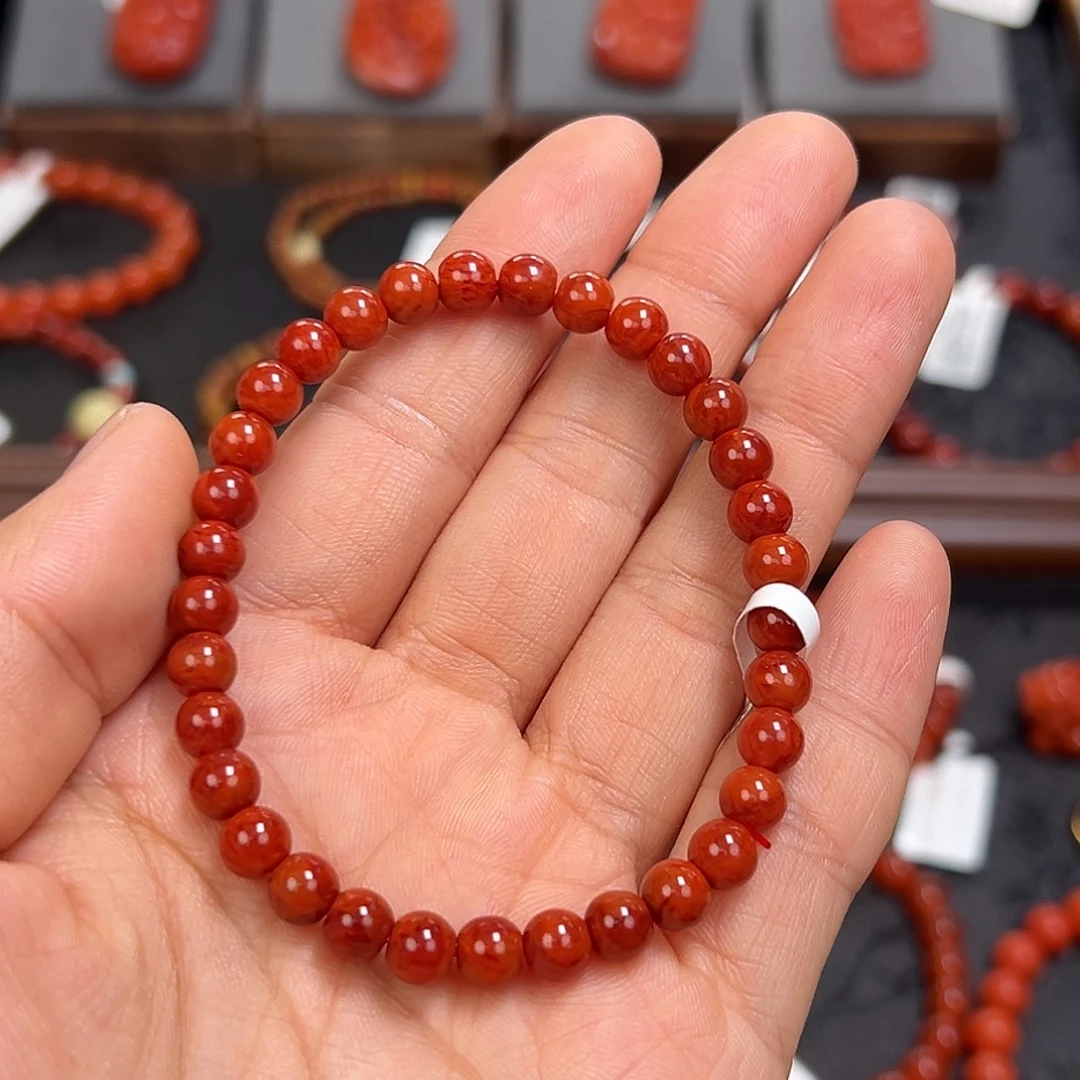 南红玛瑙未镶嵌手串6mm原矿