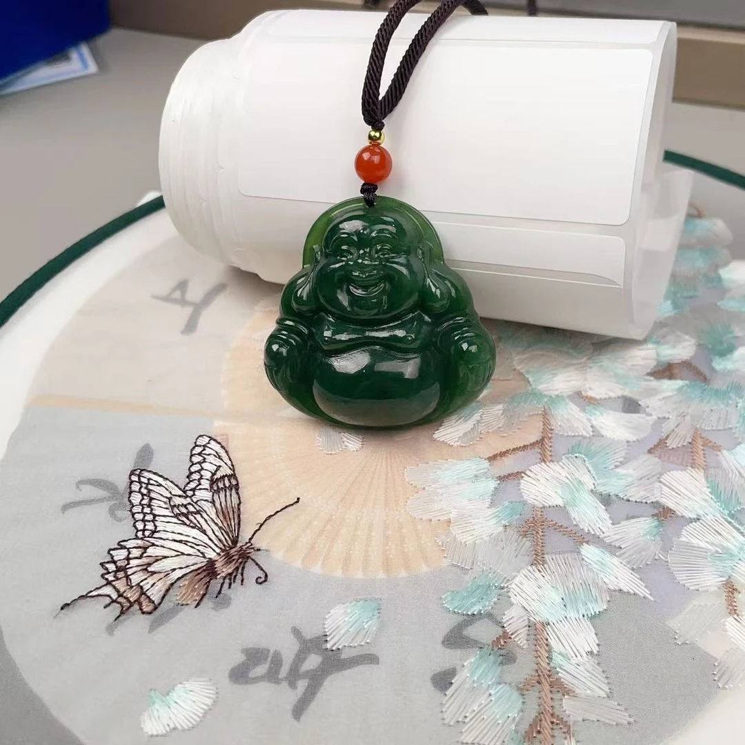 AA和田玉碧玉弥勒佛吊坠 多样性发货拍一单发一个