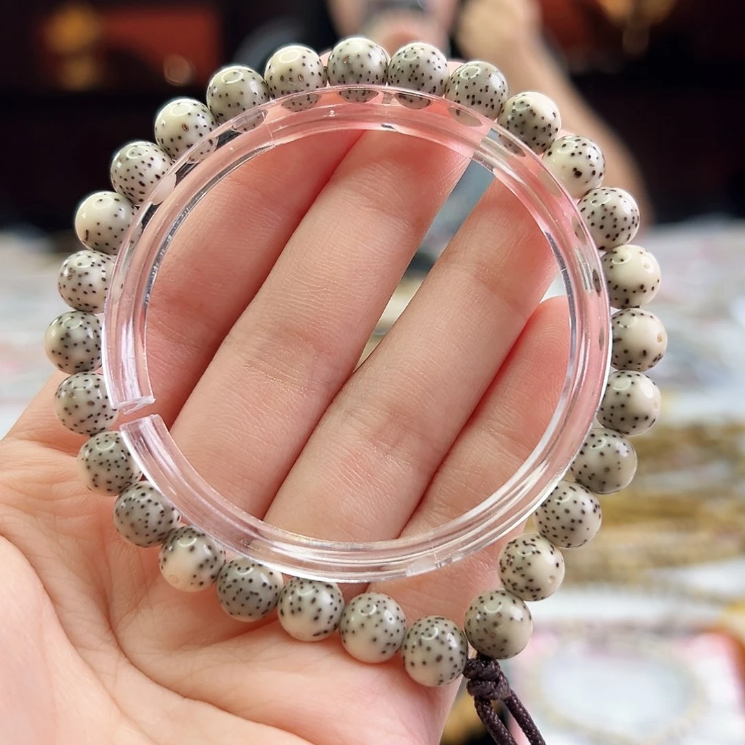 星月菩提手串Fqh8mm龙蛋 超大留白 颗粒星  绿背