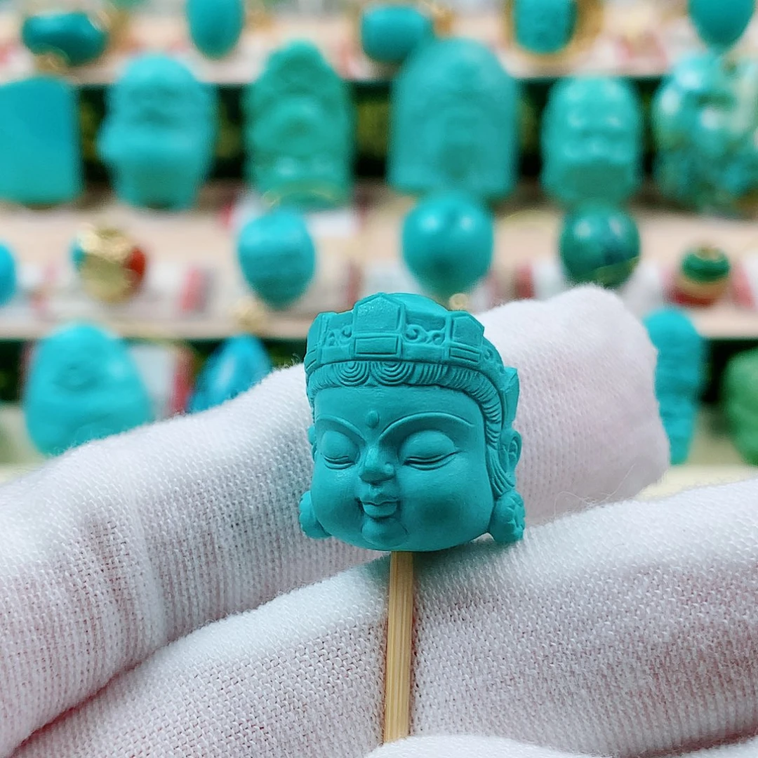 绿松石未镶嵌珠宝半成品宝宝观音