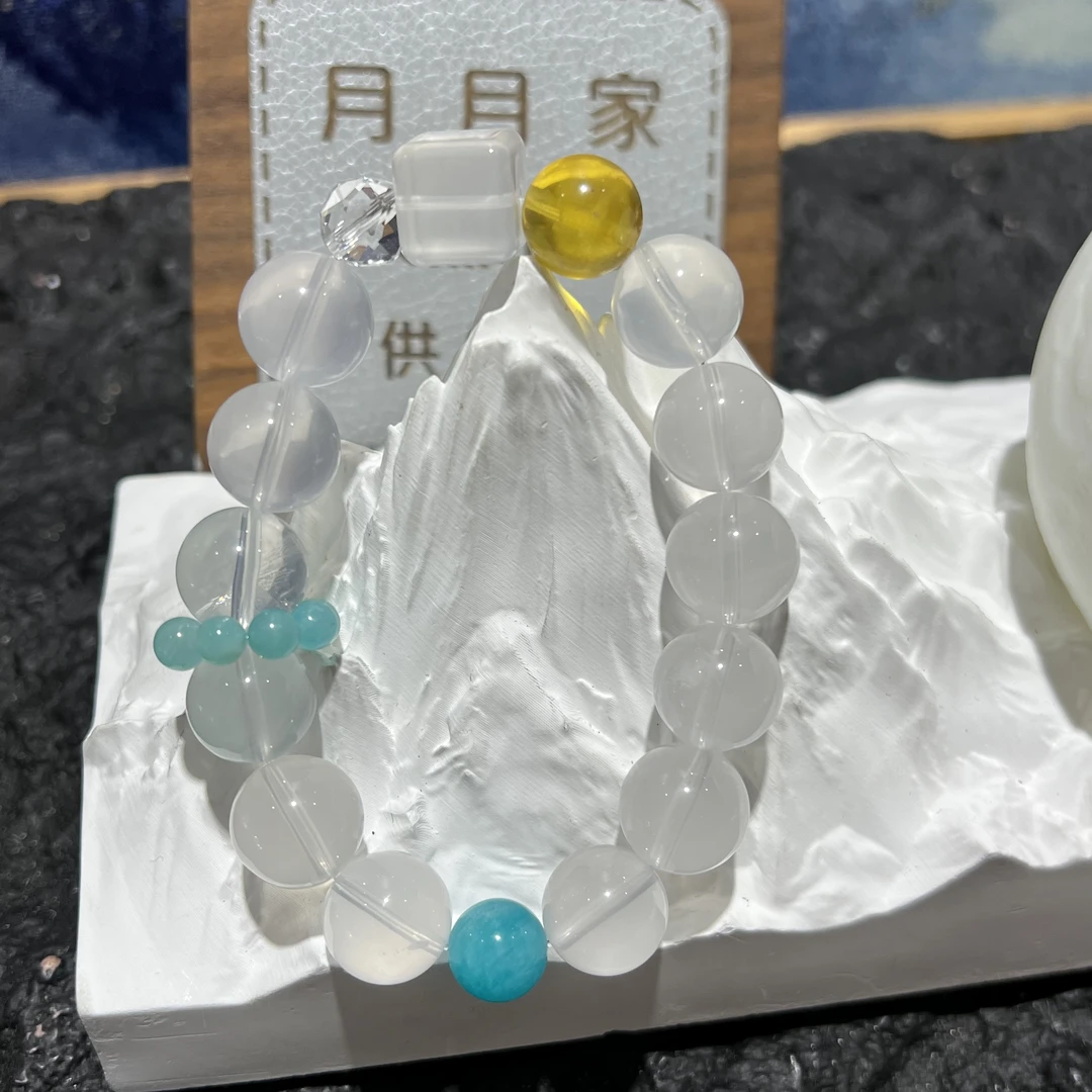 【月月家】AX051天然水晶 奶白晶单圈手串 多样性发其一