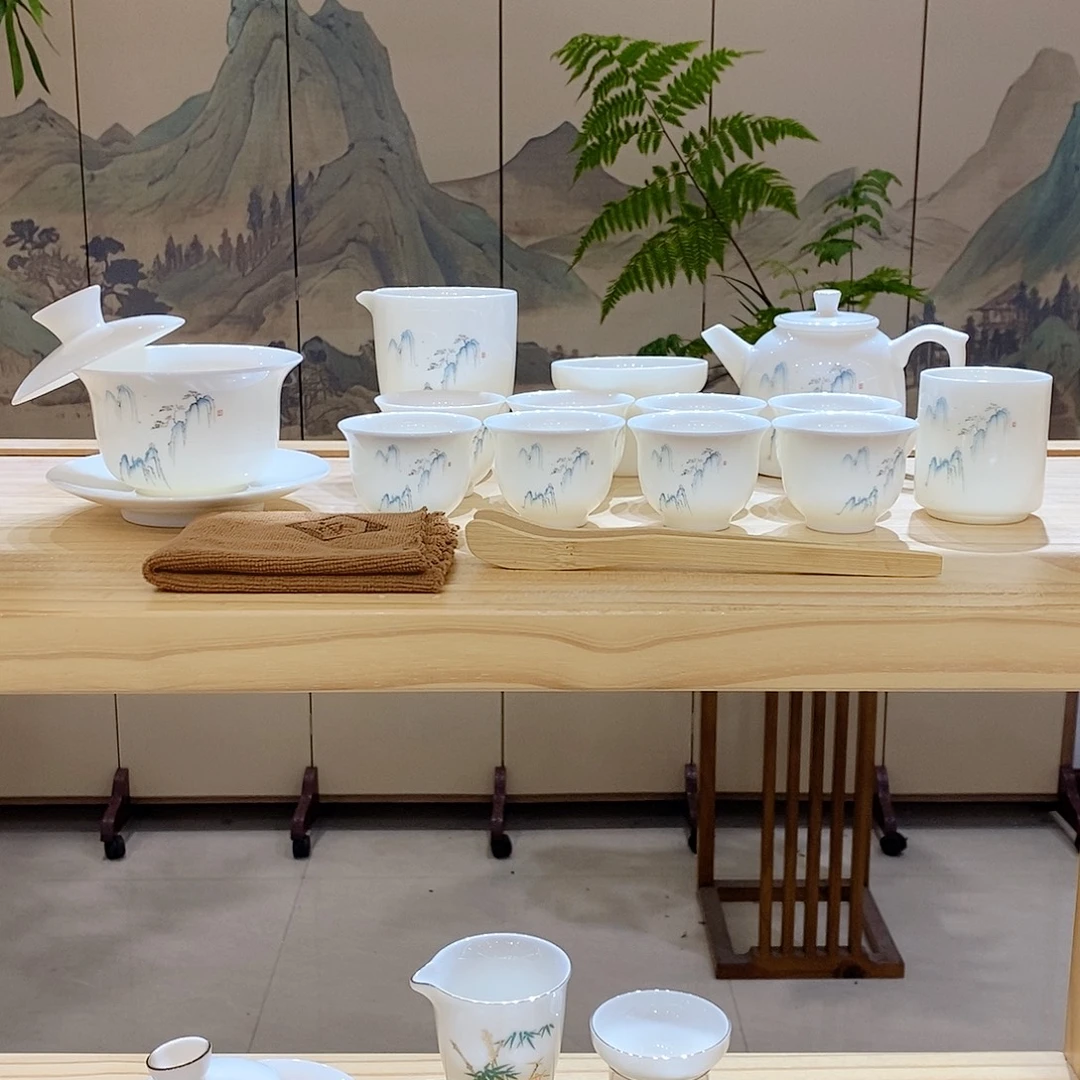 【墨城】羊脂玉瓷高山流水16头