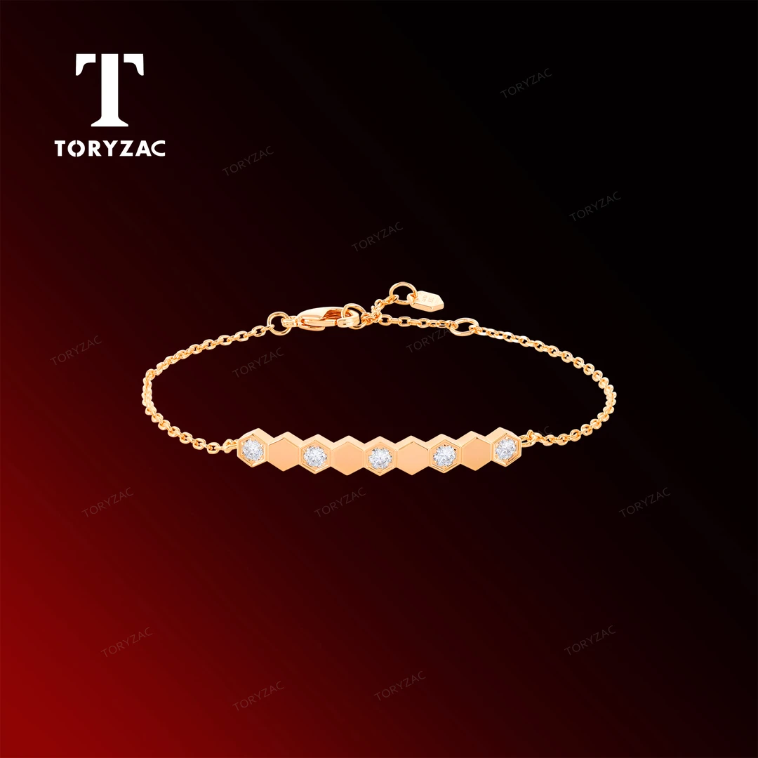 镀k金CNC精工 轻奢间钻蜂巢手链 1675