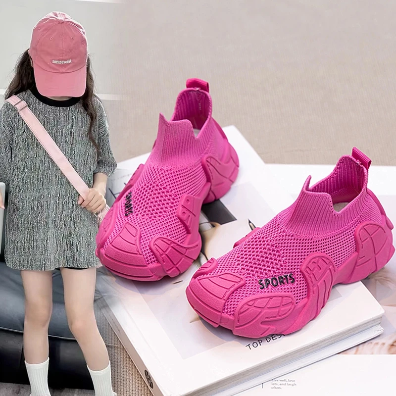 ABC儿童运动鞋飞织网鞋2025春季新款男童八爪透气暴走女童跑鞋潮