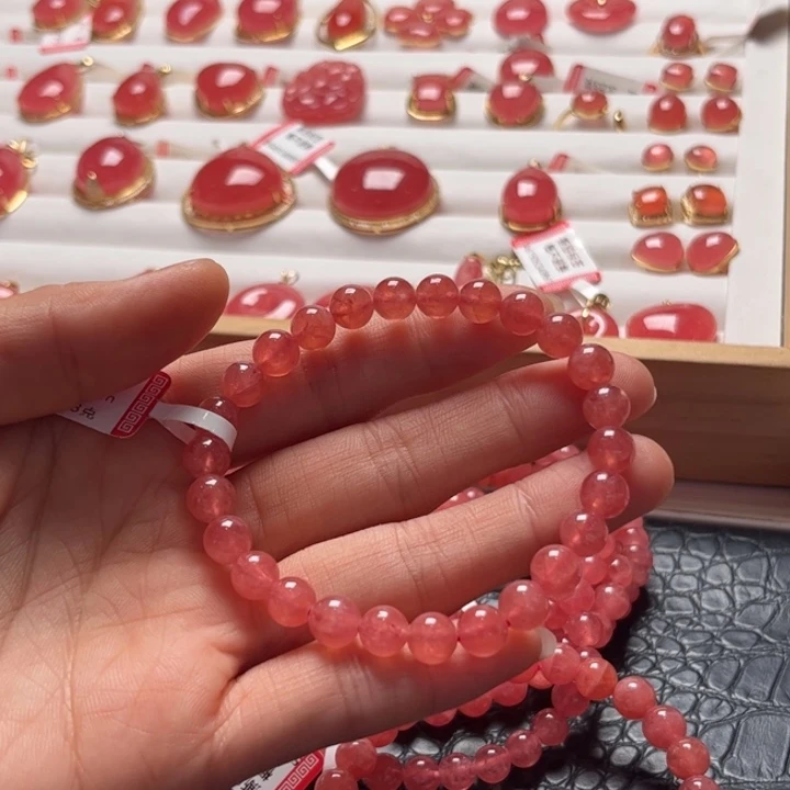 菱锰矿（红纹石）未镶嵌手绳