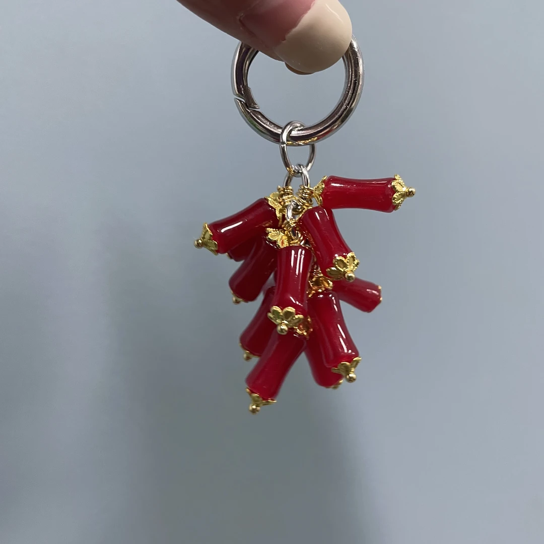 红色一串鞭炮造型手机坠D849