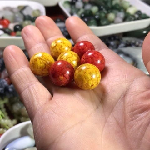 天然辰砂江*珠子直径自然