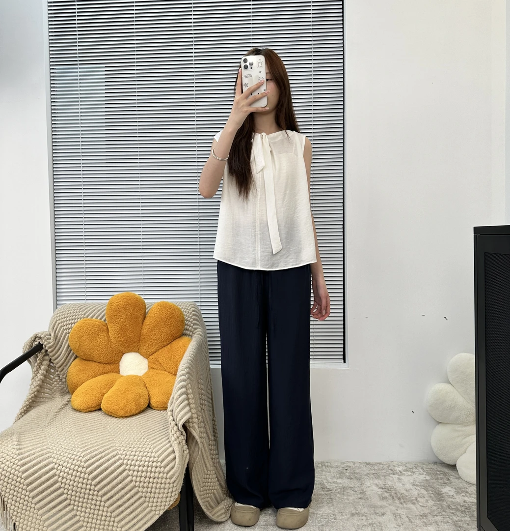 高定款亚麻阔腿裤莱赛尔天丝裤子百搭显瘦垂感