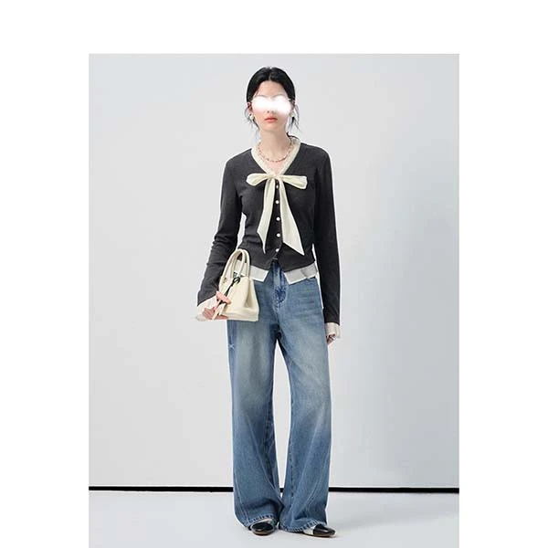 MISU/糜素时尚女装秋·巨好看上衣蕾丝长袖衬衫女显瘦微胖mm针织衫