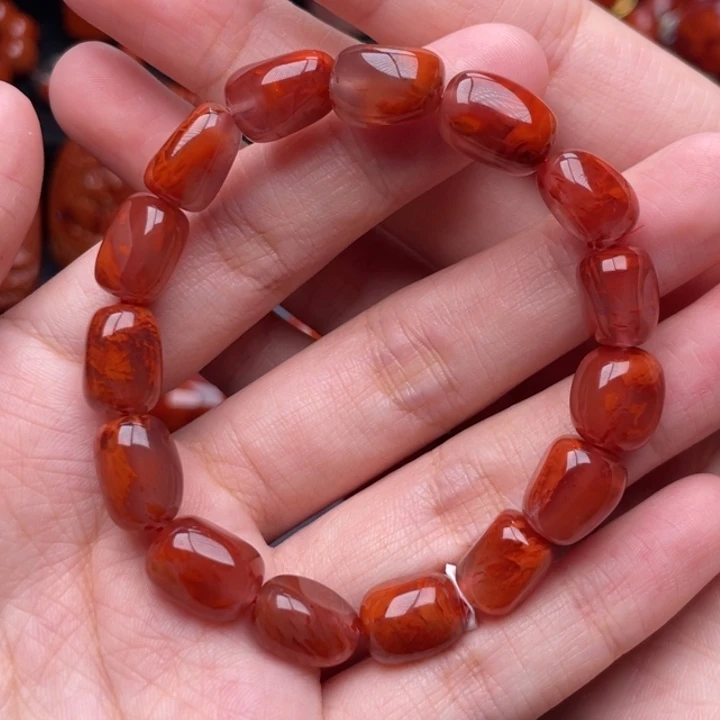 南红玛瑙未镶嵌珠宝奇石单圈10mm