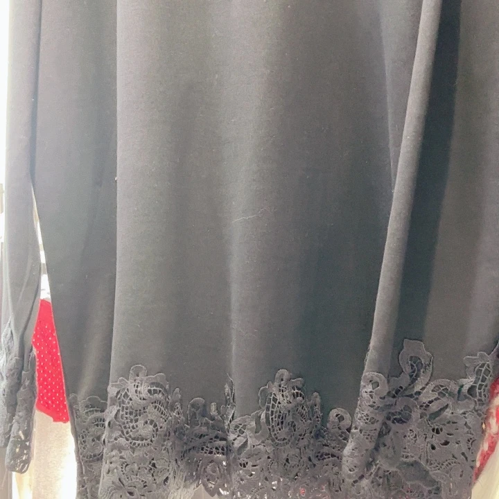 鹿毛黑色中长，蕾丝打底衫4码