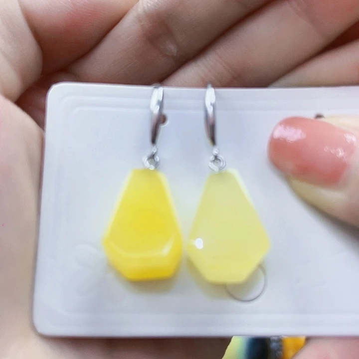 琥珀颈饰银S925镶嵌耳环