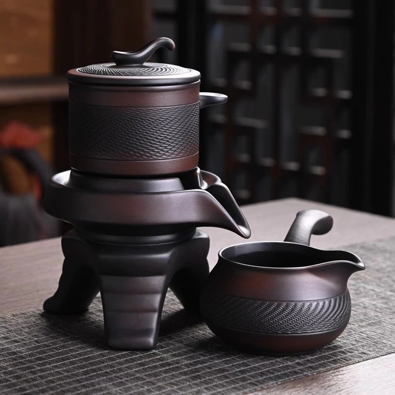 石磨茶具套装专用高档家用懒人神器紫砂高端自动泡茶壶泡茶器茶杯