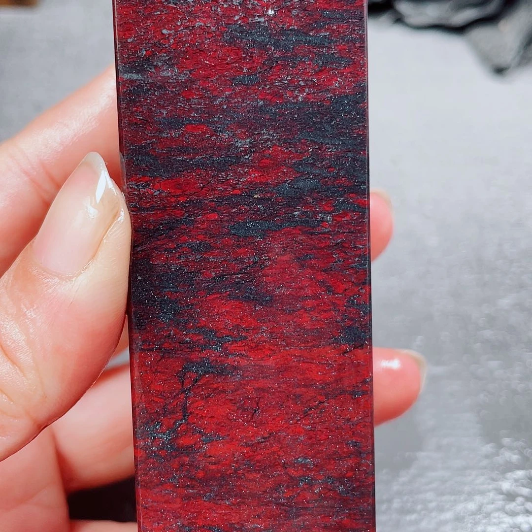 清***河玉桂林鸡血玉印章镇尺27