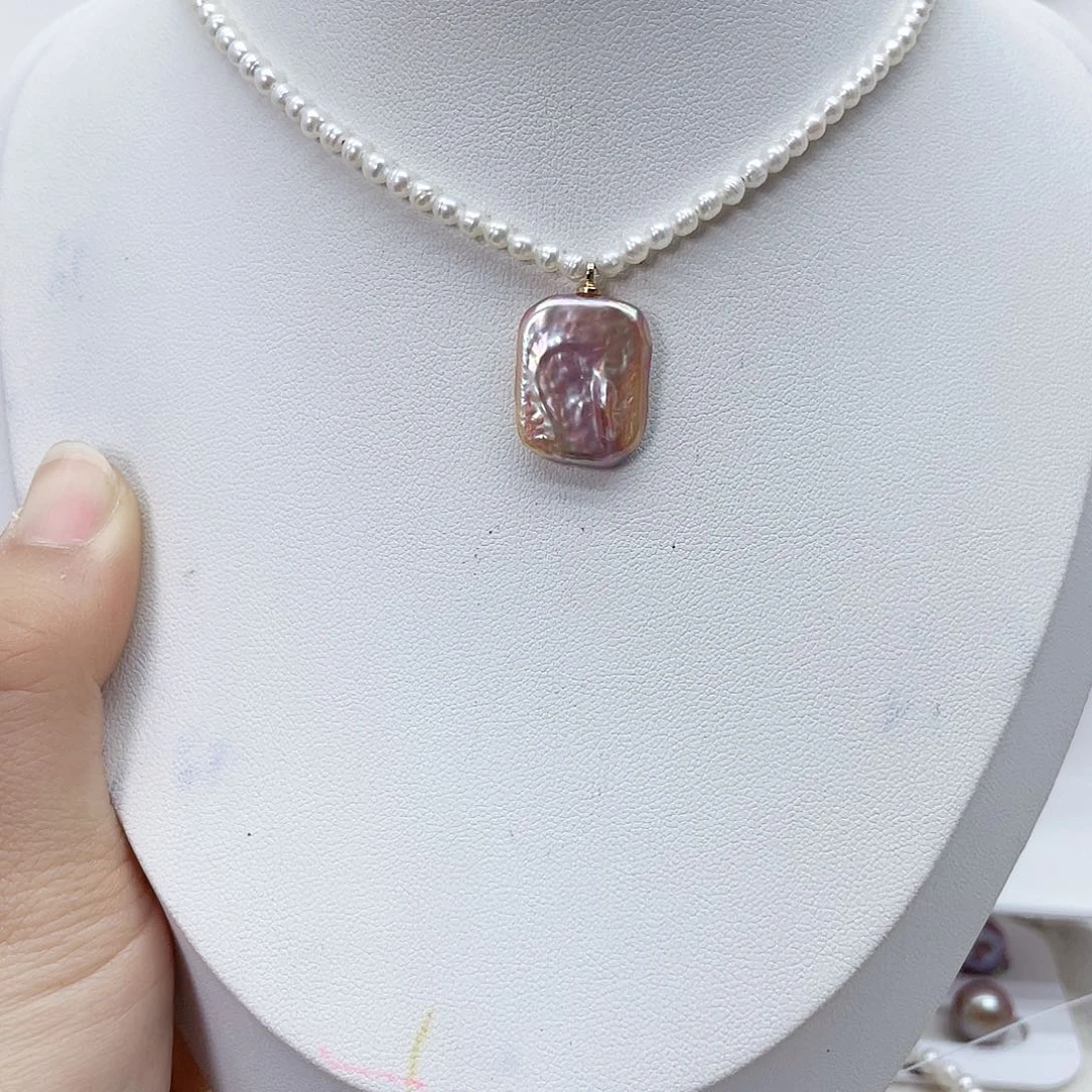 颈饰银S925镶嵌淡水珍珠