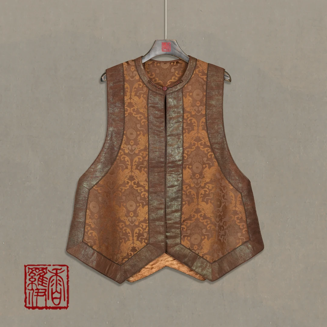 香罗伊【鎏金】传统中式提花马夹