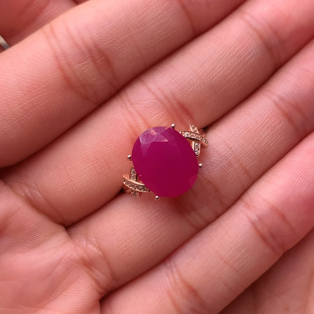 红宝石戒指银S925镶嵌