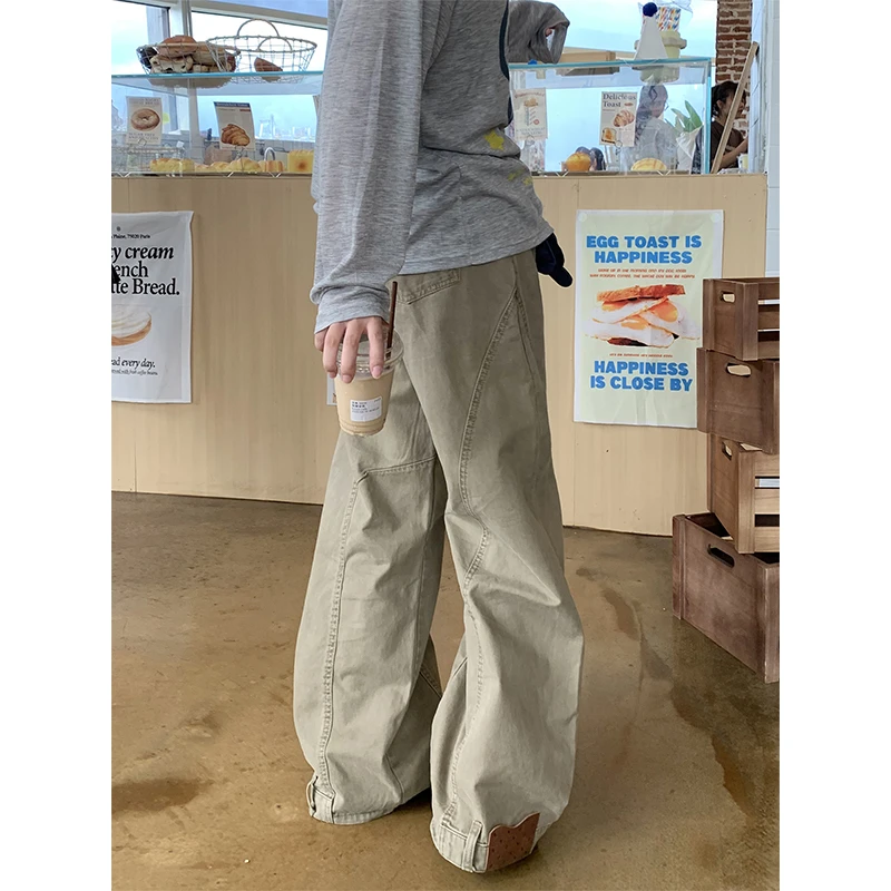 达蒙岛美式复古解构休闲弯刀工装裤男女阔腿拖地感cleanfit反穿裤